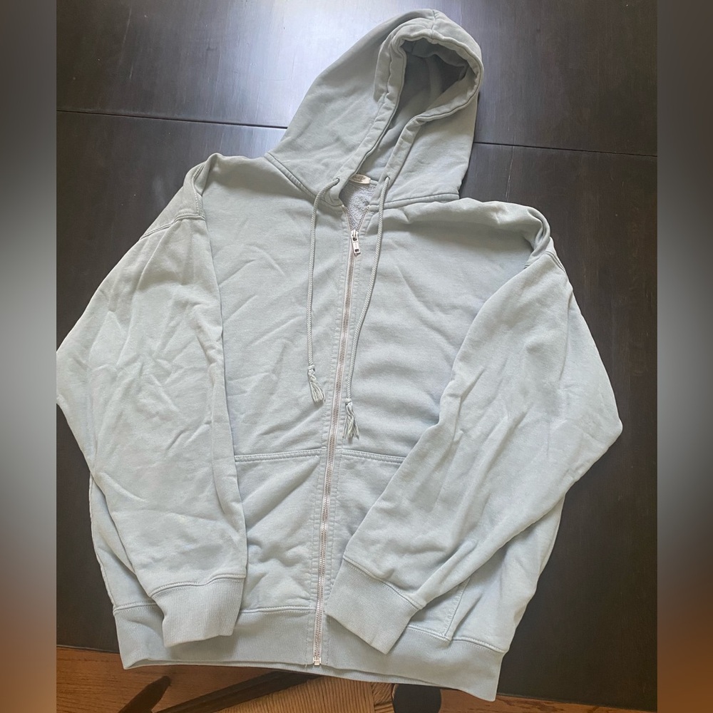 Brandy Melville Light Green Zip-Up Hoodie